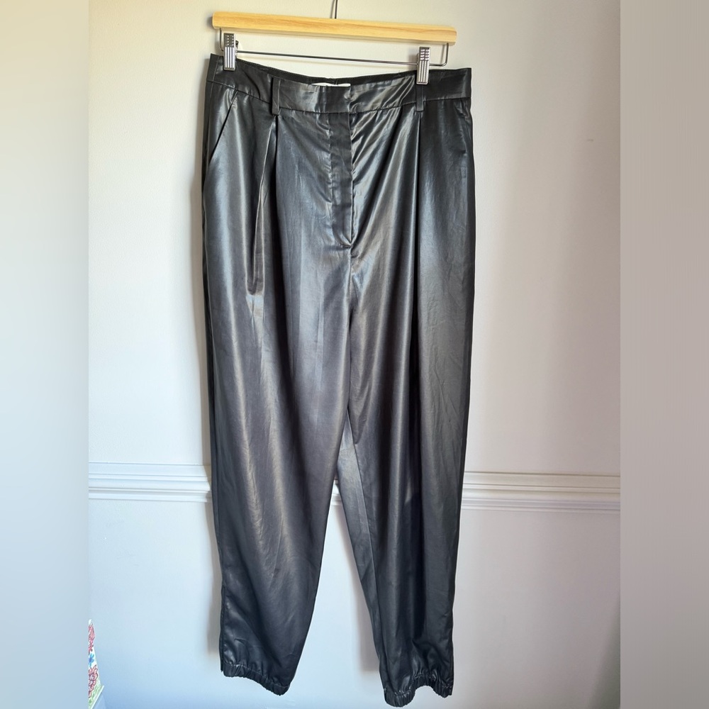Tibi Faux Leather Pleated Pants